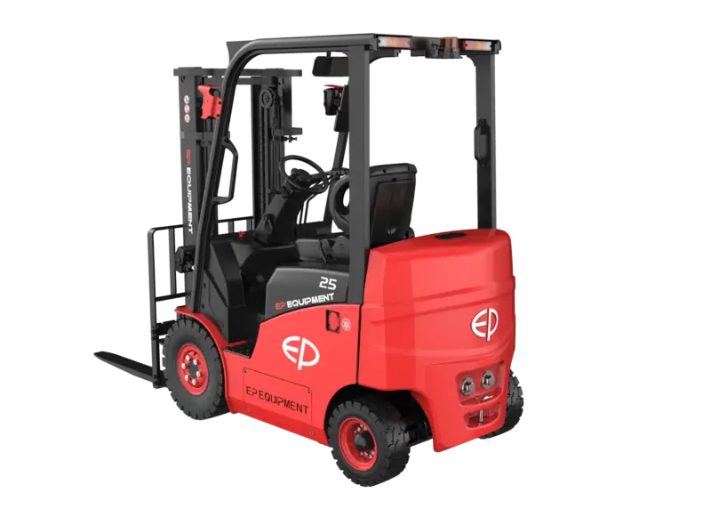 Xe nâng điện EP CPD25FC màu đỏ đen vận hành trong kho lạnh