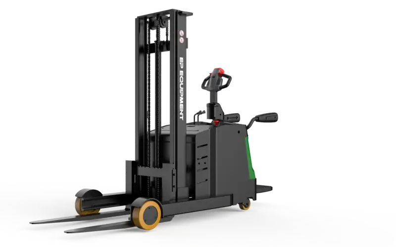 Xe nâng điện đứng lái EQA151 với càng dài, phù hợp kho hẹp