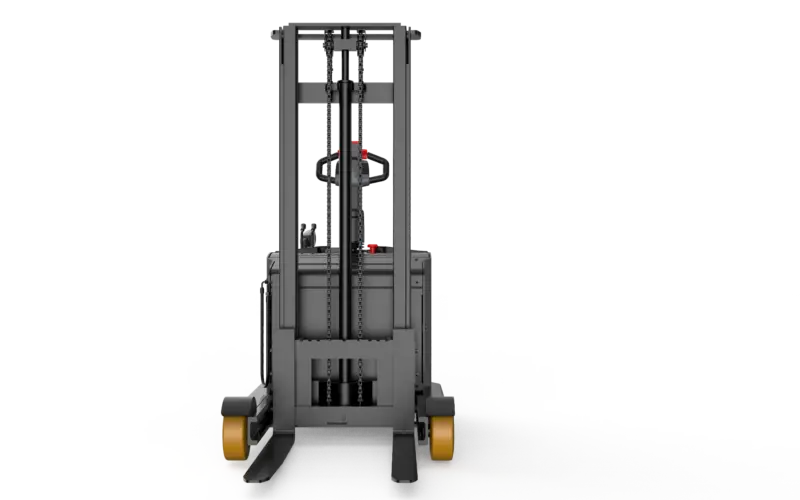 Xe nâng điện đứng lái EQA151 với khung nâng cao và bánh xe vàng